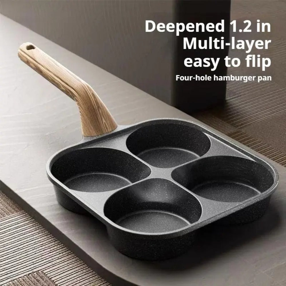 Non-Stick 4-in-1 Breakfast Pan – Multi-Section Skillet for Eggs, Pancakes & Bacon