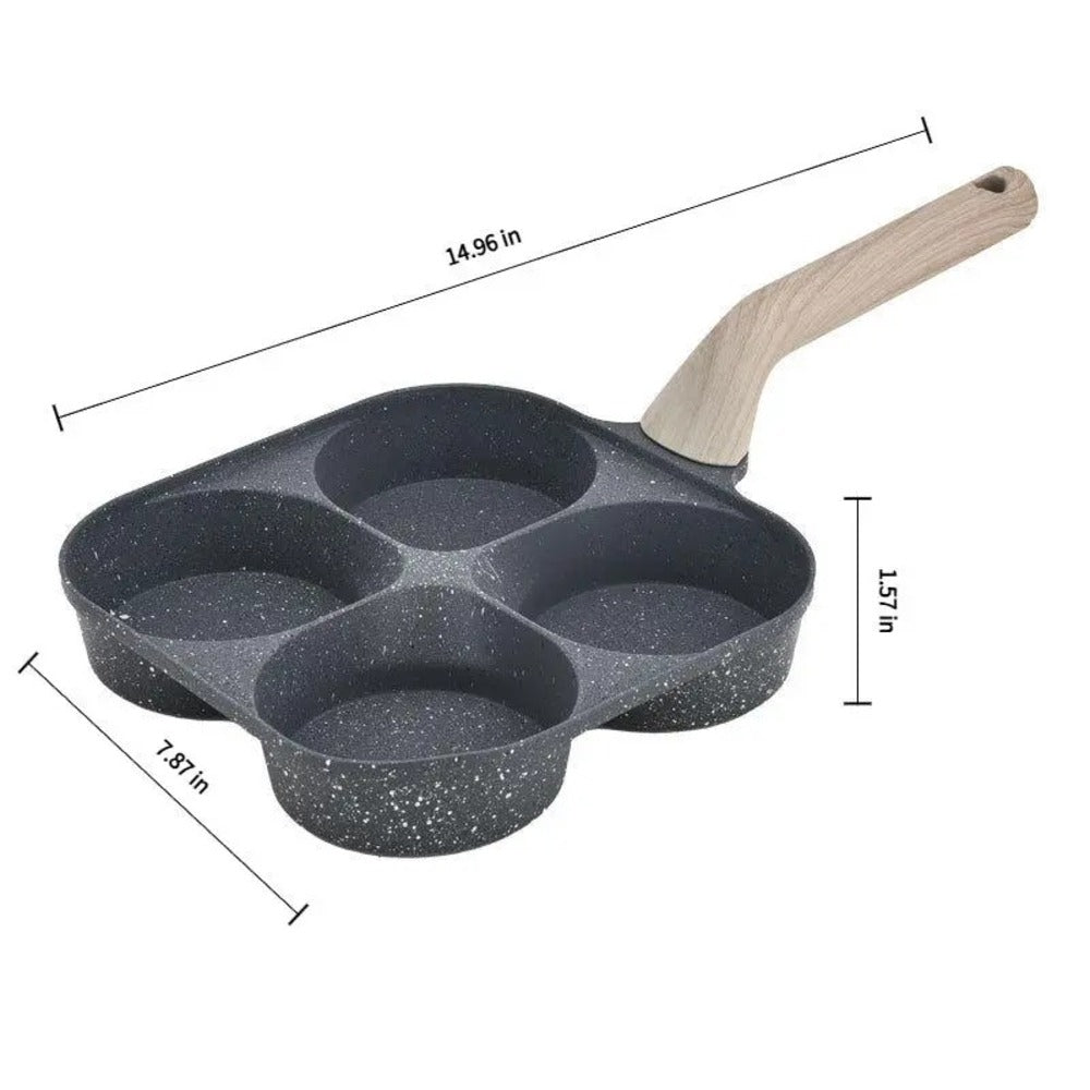 Non-Stick 4-in-1 Breakfast Pan – Multi-Section Skillet for Eggs, Pancakes & Bacon