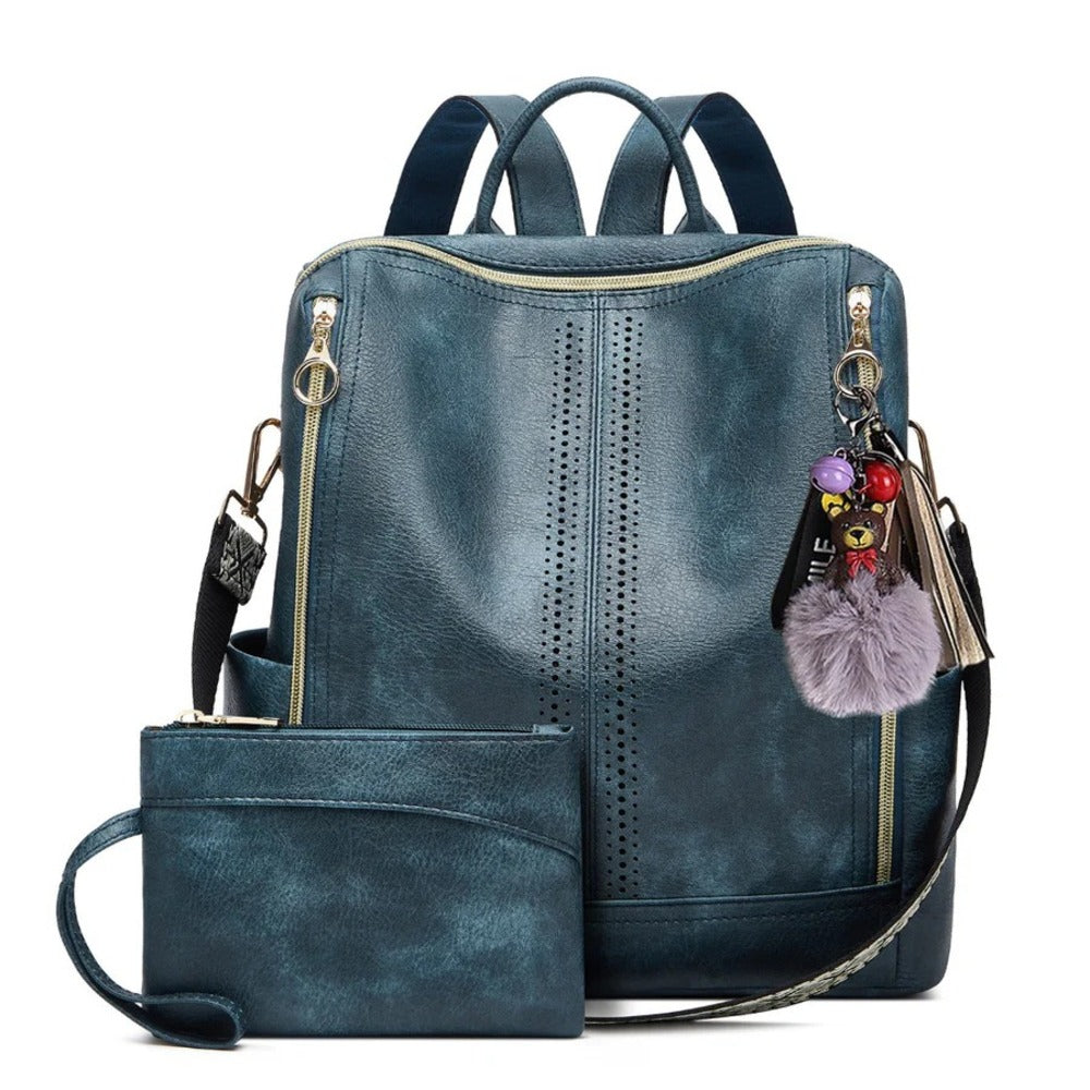 Luxury Leather 2-in-1 Convertible Backpack + Free Pouch