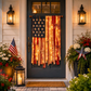 Lighted Rustic American Flag Hanging Banner