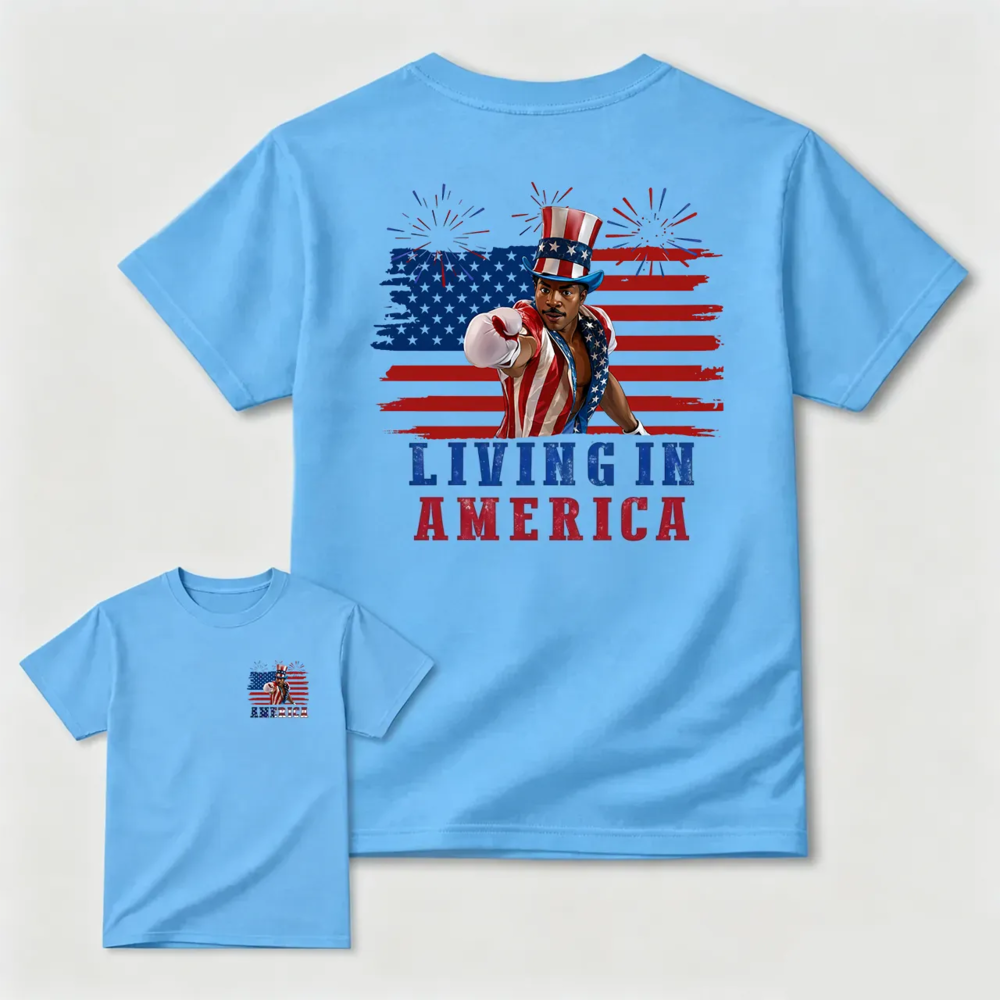 Apollo Creed Living In America July 4th Independence Day Graphic T-Shirt