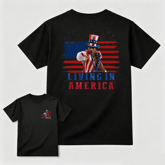 Apollo Creed Living In America July 4th Independence Day Graphic T-Shirt