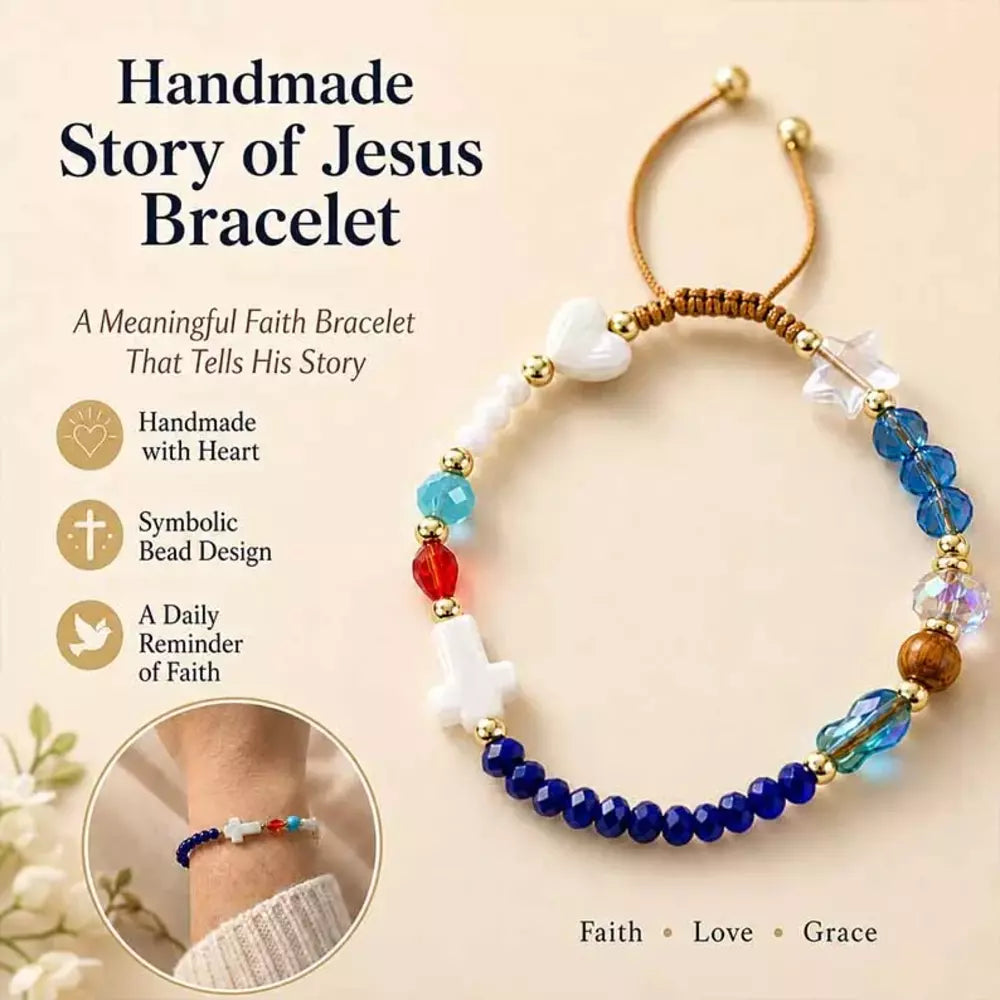 Close-up detail of the Jesus bracelet design