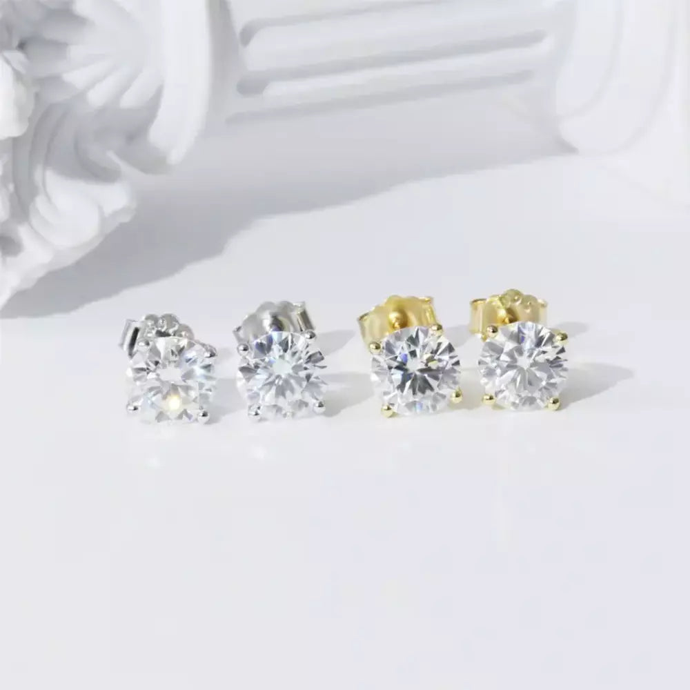 Lab-created moissanite stud earrings in a 4-prong setting