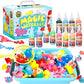 Magic Water Elf toy set with packaging, bottles, and toys in a bathtub