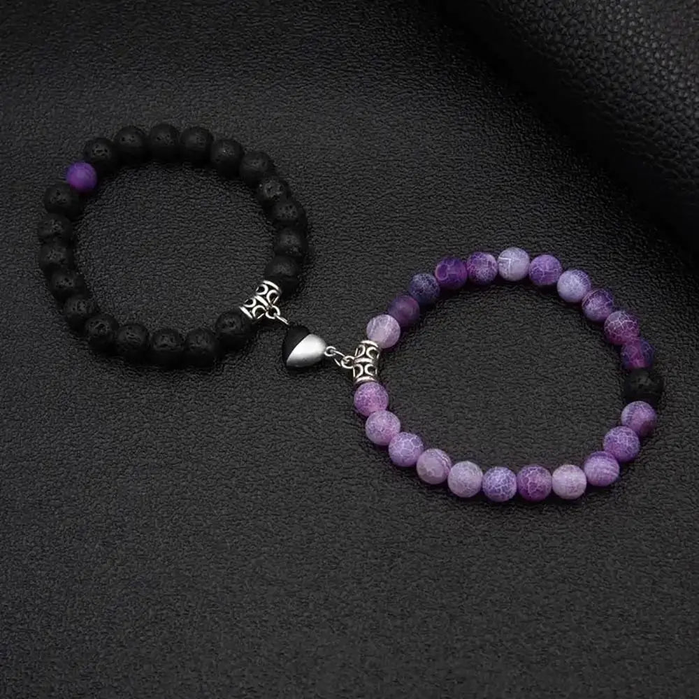 Magnetic Heart Matching Beaded Bracelets