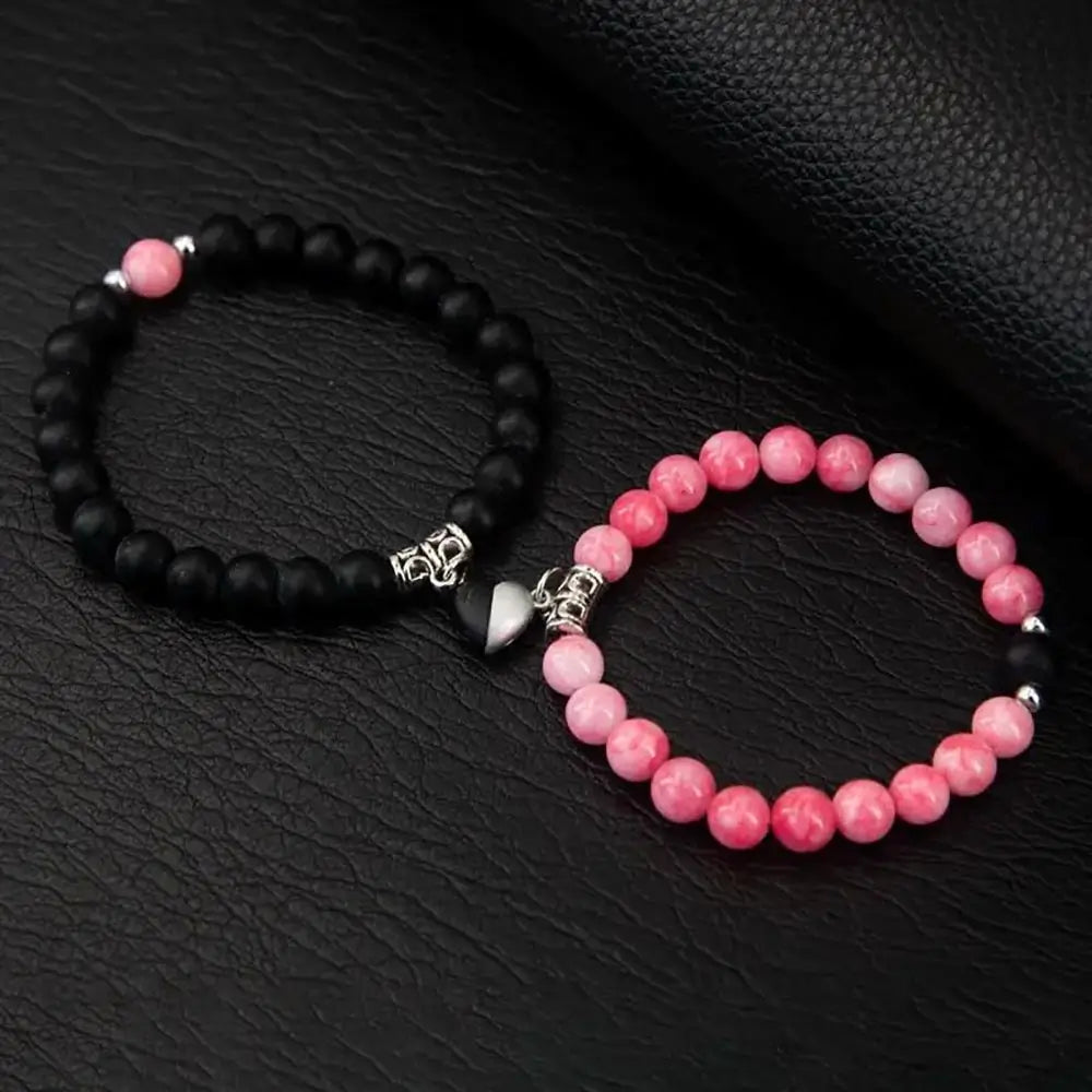 Magnetic Heart Matching Beaded Bracelets