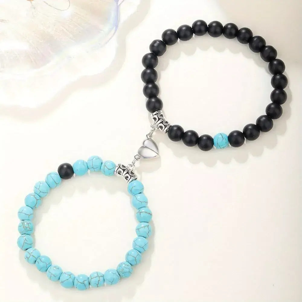 Magnetic Heart Matching Beaded Bracelets