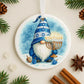 Hanukkah gnome ornament featuring a menorah design