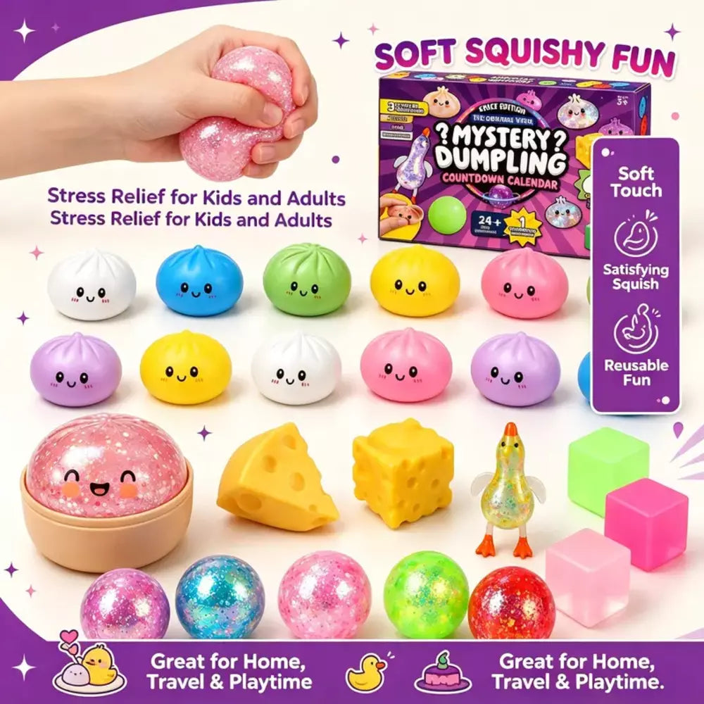 Mini dumpling squishies displayed in individual steamer baskets