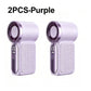 Two purple handheld fan devices shown side by side on a white background, with the text '2PCS-Purple' at the top.