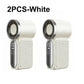 Two white handheld fan devices shown side by side on a plain white background, with the text '2PCS-White' above them.