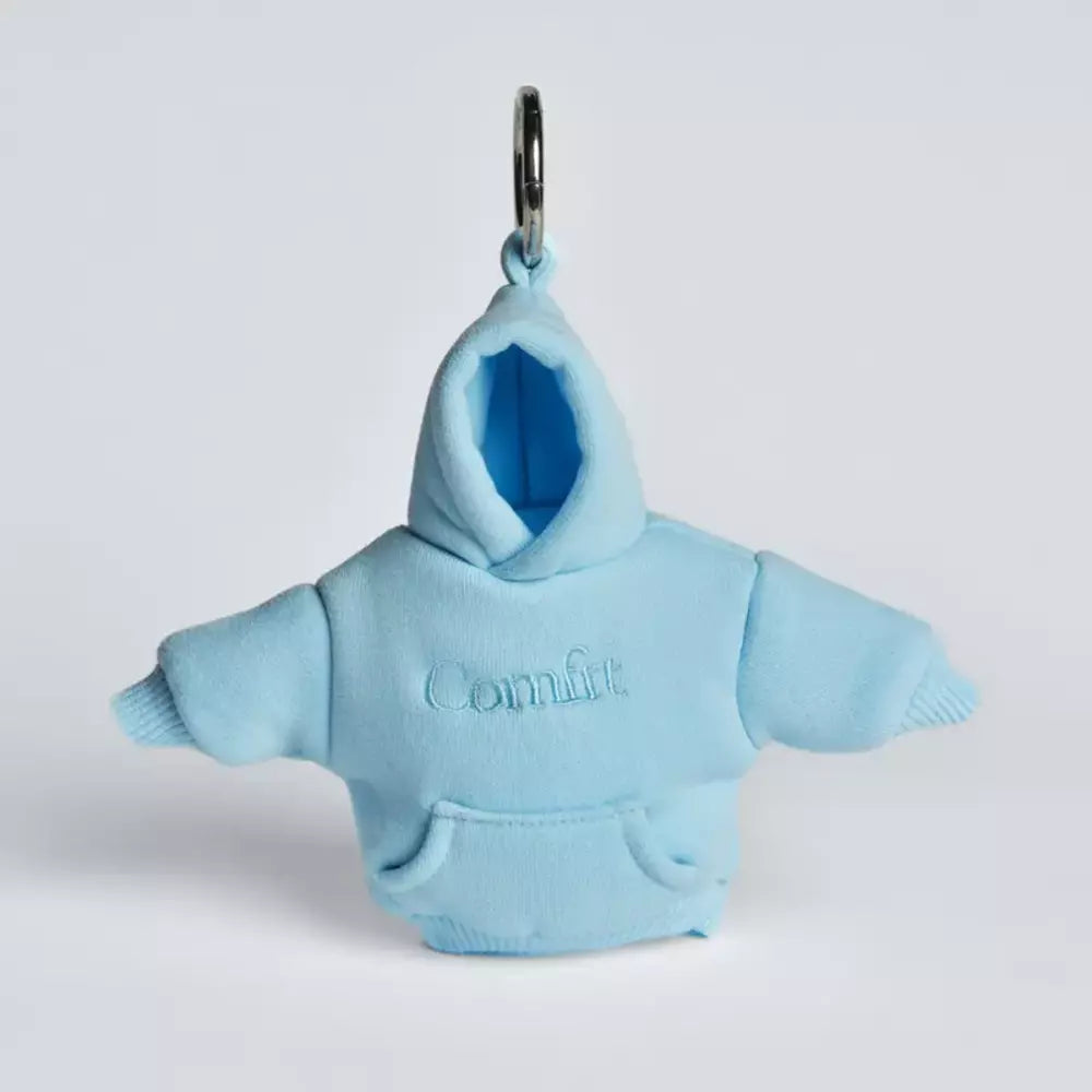 Front view of the miniature hoodie keychain
