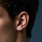 Lab-created moissanite stud earring worn on the ear