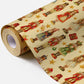 Christmas wrapping paper with nutcracker-themed illustrations