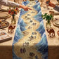 Polyester Passover table runner with vibrant watercolor artwork