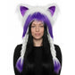 Model wearing a fluffy plush cat ear hat