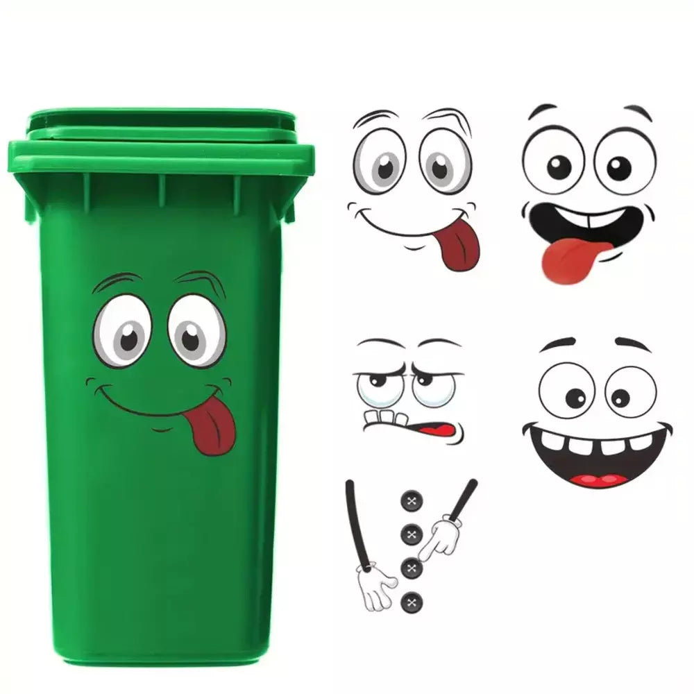 Self-adhesive cartoon stickers for a trash can