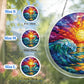 A size chart showing three sunset waves suncatchers in S M and L measuring 8 10 and 12 inches with a large size detail on the right