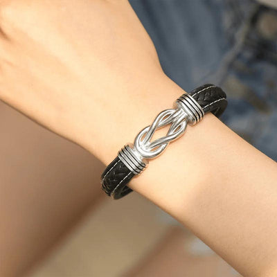 "Son And Mom Forever Linked Together" Braided Leather Bracelet