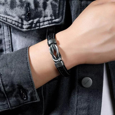 "Son And Dad Forever Linked Together" Braided Leather Bracelet