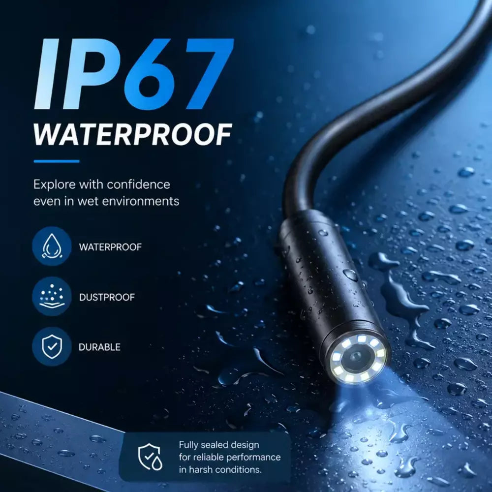 HD Borescope Inspection Camera – IP67 Waterproof Endoscope for Car & Home Repair