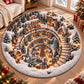 Winter Christmas Town Round Rug - C056