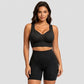 Black wireless posture support bra front view