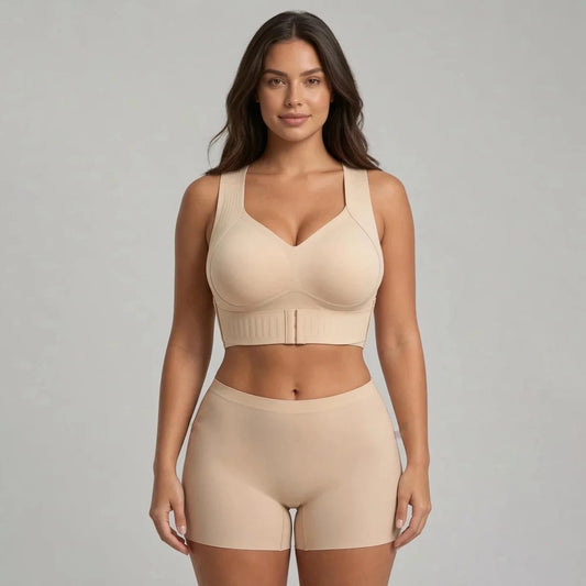 Nude wireless posture support bra