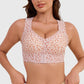 Pink leopard print wireless posture support bra