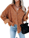 Astylish Womens Corduroy Shirts Casual Long Sleeve Button Down Blouses Tops