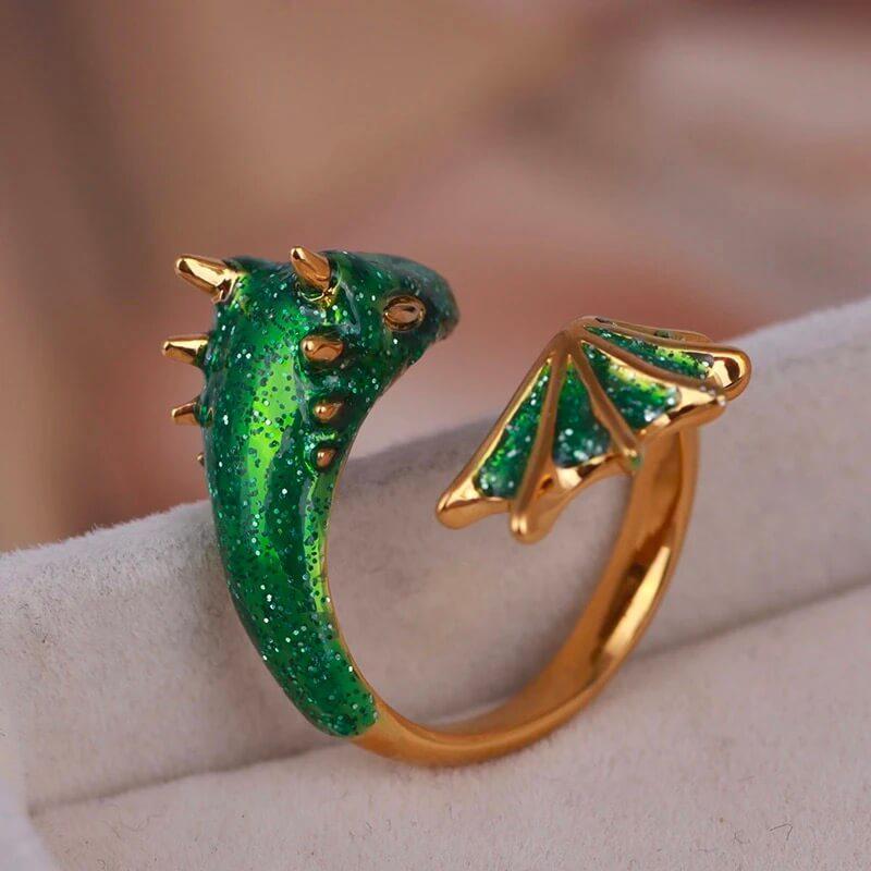 Gold Topaz Dragon Ring Adjustable Ring Size