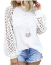 Women’s Lace Long Sleeve Tops Fall Casual Loose Blouses T-Shirts Tops