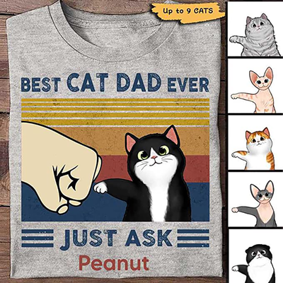 Best Cat Dad Fluffy Cat Personalized Light Color Shirt2