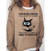 Womens Funny Coffee Letter Black Cat Casual Sweatshirts