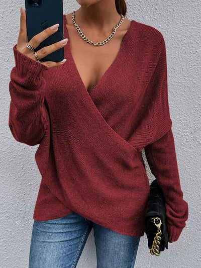 Draped in Style Color Block Long Sleeve Sweater