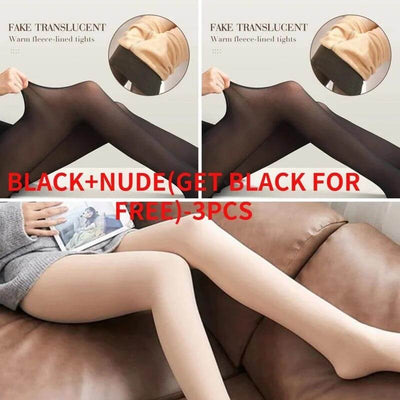 Flawless Legs Fake Translucent Warm Plush Lined Elastic Tights