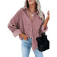 Astylish Womens Corduroy Shirts Casual Long Sleeve Button Down Blouses Tops
