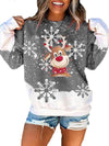 Women's Christmas Snowflake Print Blouse Casual Long Sleeve Pullover Gradient O Neck Sweater