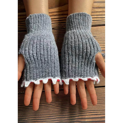 Shark Knitted Button Fingerless Gloves