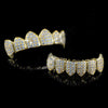 GOLD PLATED FANGED CZ CLUSTER PREMIUM GRILLS