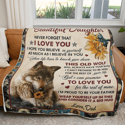 To My Daughter - From Dad - Wolf - Premium Blanket