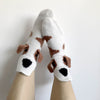 White Dog Knitted Warm 3D Floor Socks