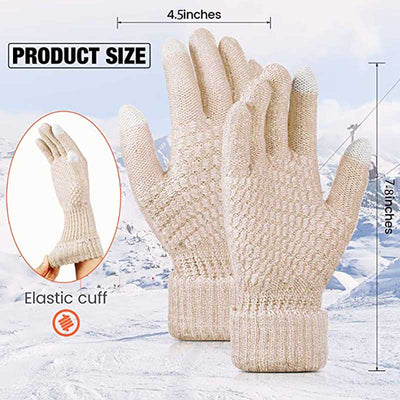 Women's Winter Touchscreen Gloves Warm Fleece Lined Knit Gloves