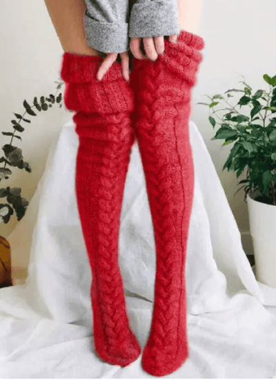 Warm Over Knee Extra Long Knitted Socks