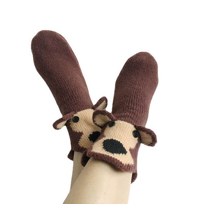 Brown Bear Knitted Warm 3D Floor Socks