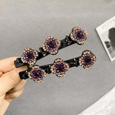 Sparkling Crystal Stone Braided Hair Clips