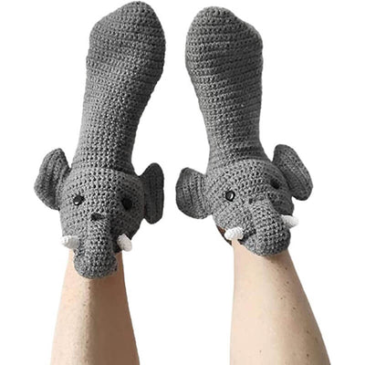 Novelty Knitted Warm Elephant Floor Socks for Men and Women