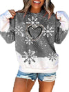 Women's Christmas Snowflake Print Blouse Casual Long Sleeve Pullover Gradient O Neck Sweater