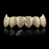 GOLD PLATED FANGED CZ CLUSTER PREMIUM GRILLS